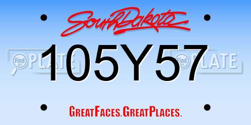 105Y57 South Dakota License Plate