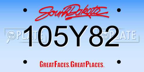 105Y82 South Dakota License Plate