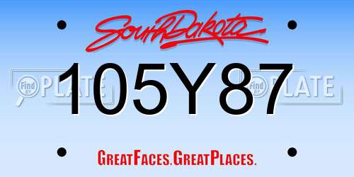 105Y87 South Dakota License Plate