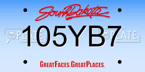 105YB7 South Dakota License Plate