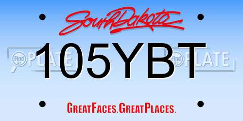 105YBT South Dakota License Plate
