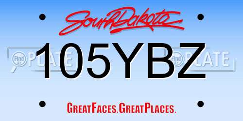 105YBZ South Dakota License Plate