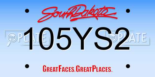 105YS2 South Dakota License Plate