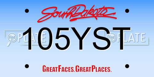 105YST South Dakota License Plate