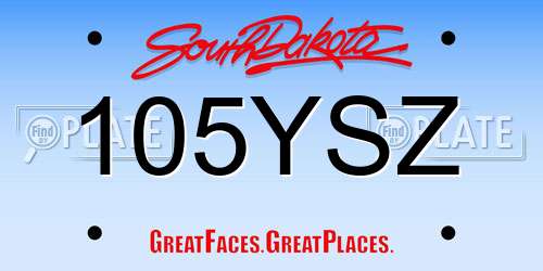 105YSZ South Dakota License Plate
