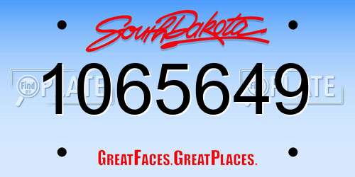 1065649 South Dakota License Plate