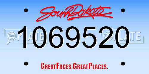 1069520 South Dakota License Plate