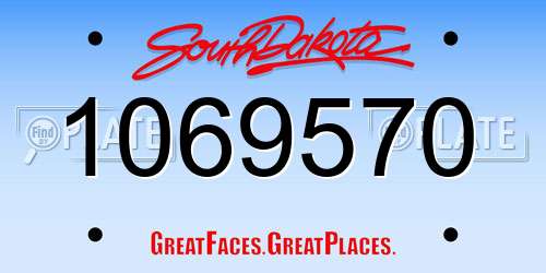 1069570 South Dakota License Plate