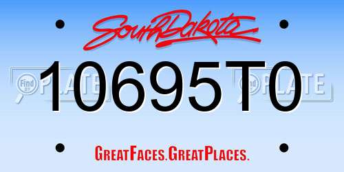 10695T0 South Dakota License Plate