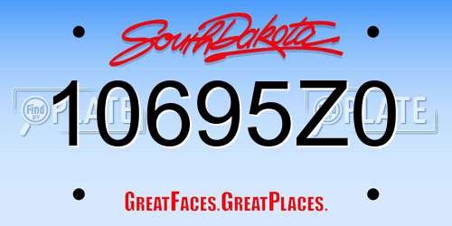 10695Z0 South Dakota License Plate