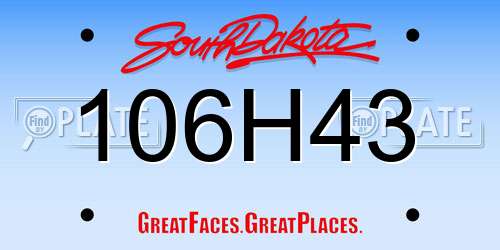 106H43 South Dakota License Plate