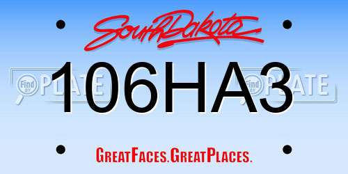 106HA3 South Dakota License Plate