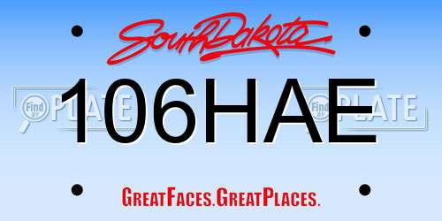106HAE South Dakota License Plate