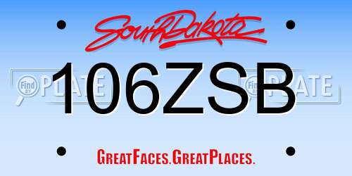 106ZSB South Dakota License Plate
