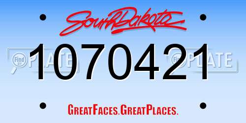 1070421 South Dakota License Plate
