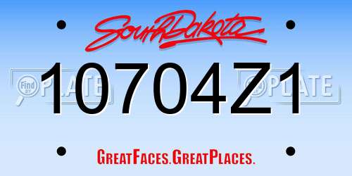 10704Z1 South Dakota License Plate