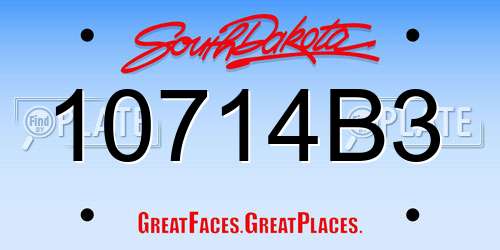 10714B3 South Dakota License Plate
