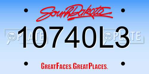 10740L3 South Dakota License Plate