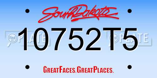 10752T5 South Dakota License Plate