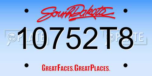 10752T8 South Dakota License Plate