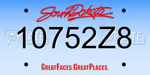 10752Z8 South Dakota License Plate