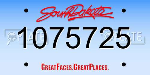 1075725 South Dakota License Plate