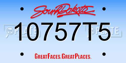 10757T5 South Dakota License Plate