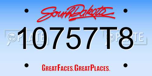 10757T8 South Dakota License Plate