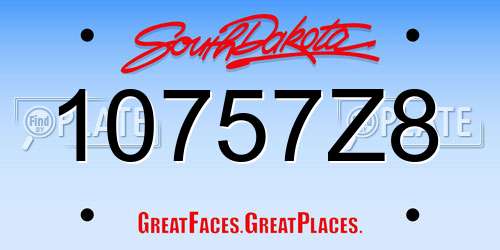 10757Z8 South Dakota License Plate