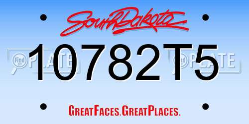 10782T5 South Dakota License Plate