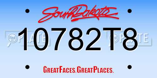 10782T8 South Dakota License Plate