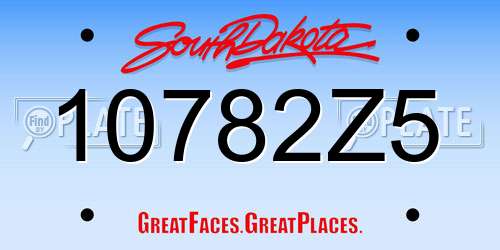 10782Z5 South Dakota License Plate