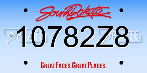 10782Z8 South Dakota License Plate