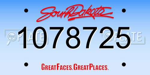 1078725 South Dakota License Plate