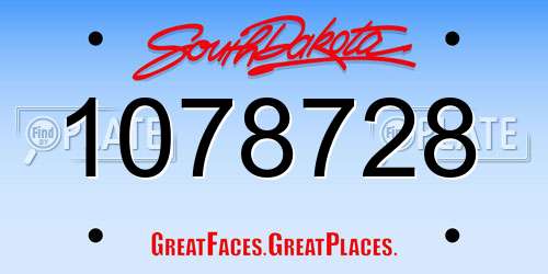 1078728 South Dakota License Plate