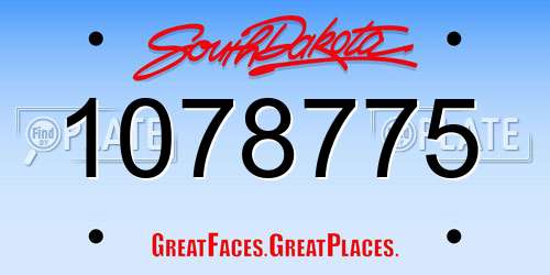 1078775 South Dakota License Plate