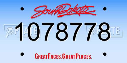 1078778 South Dakota License Plate