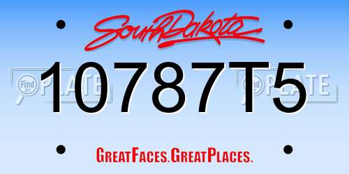 10787T5 South Dakota License Plate