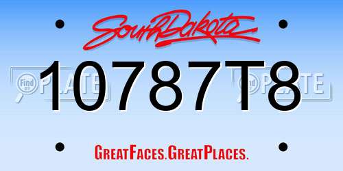 10787T8 South Dakota License Plate