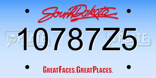 10787Z5 South Dakota License Plate