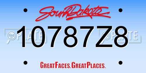 10787Z8 South Dakota License Plate