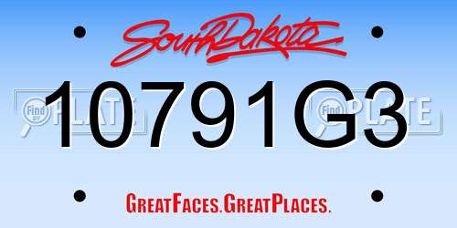 10791G3 South Dakota License Plate