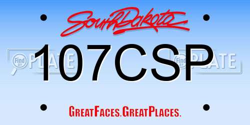 107CSP South Dakota License Plate