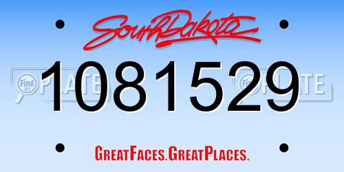 1081529 South Dakota License Plate