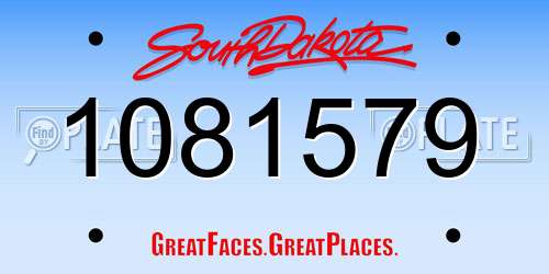 1081579 South Dakota License Plate