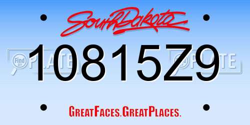 10815Z9 South Dakota License Plate