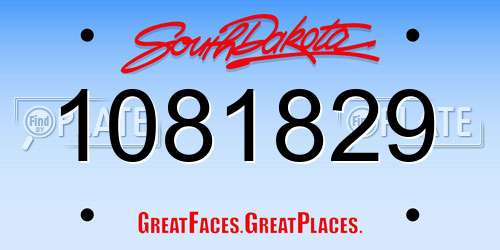 1081829 South Dakota License Plate