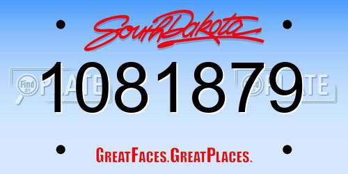 1081879 South Dakota License Plate
