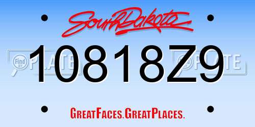 10818Z9 South Dakota License Plate