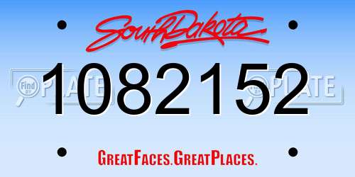 1082152 South Dakota License Plate
